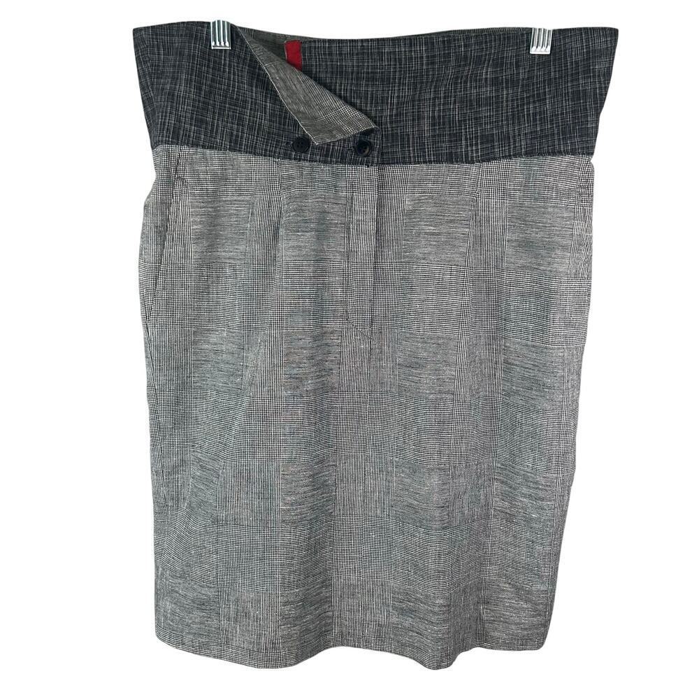 Cordelia gray and black plaid knee length lined high waist skirt size 6